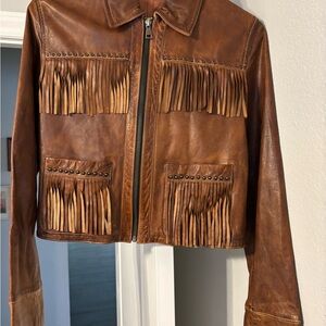 Brown Leather Fringe Jacket